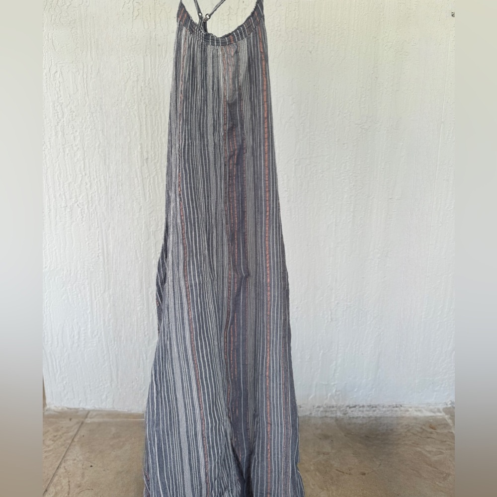 Striped Maxi Dress in Blue with Red stripes
